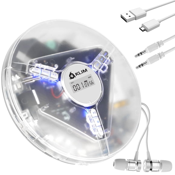 Reproductor de CD portátil KLIM Discoman con auriculares, color blanco