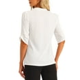 thumbnail image 3 of INSPIRE CHIC Dressy Casual 3/4 Sleeve Tops for Women V Neck Shirt Work Blouses XS White, 3 of 6