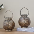 thumbnail image 5 of Set of 2 Moroccan Style Metal Table Lamp 18cm H Battery Powered Cordless Lamp with LED Fairy Lights Bulb, 5 of 10