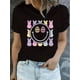 thumbnail image 1 of Camiseta con estampado de sonrisa de conejo, top informal de cuello redondo y manga corta para primavera y verano, ropa de mujer, camiseta deportiva de ocio., 1 of 6
