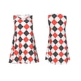 thumbnail image 7 of Fotbe Red and black argyle Pattern Women’s Summer Tank Midi Dress – Sleeveless A-Line Dress, Floral T-Shirt Dress, Casual Flowing Beach Sundress, 7 of 7