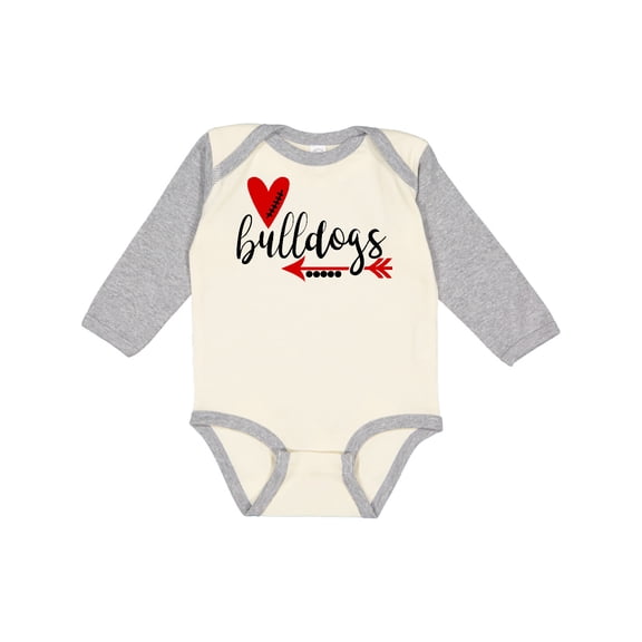 Inktastic Bulldogs with Heart and Arrow Boys or Girls Long Sleeve Baby Bodysuit