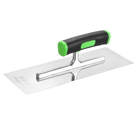 Uxcell Flat Drywall Trowel 11 x 4 410 Stainless Steel Concrete Finishing Trowel Art Paint Plastering Hand Tools with PP Grip for Concrete Cement Black/Green