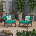 thumbnail image 5 of GDF Studio Parma Outdoor Acacia Wood Club Chairs with Cushions, Set of 2, Gray and Dark Teal Water Resistant Fabric, 5 of 12