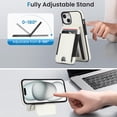thumbnail image 4 of Compatible WIth Magsafe 2 in 1 Detachable iPhone 14 Plus Shockproof Rugged Wallet Phone Case with Card Holder,Magnetic PU Leather RFID Blocking Flip Kickstand Credit Slots,White, 4 of 8