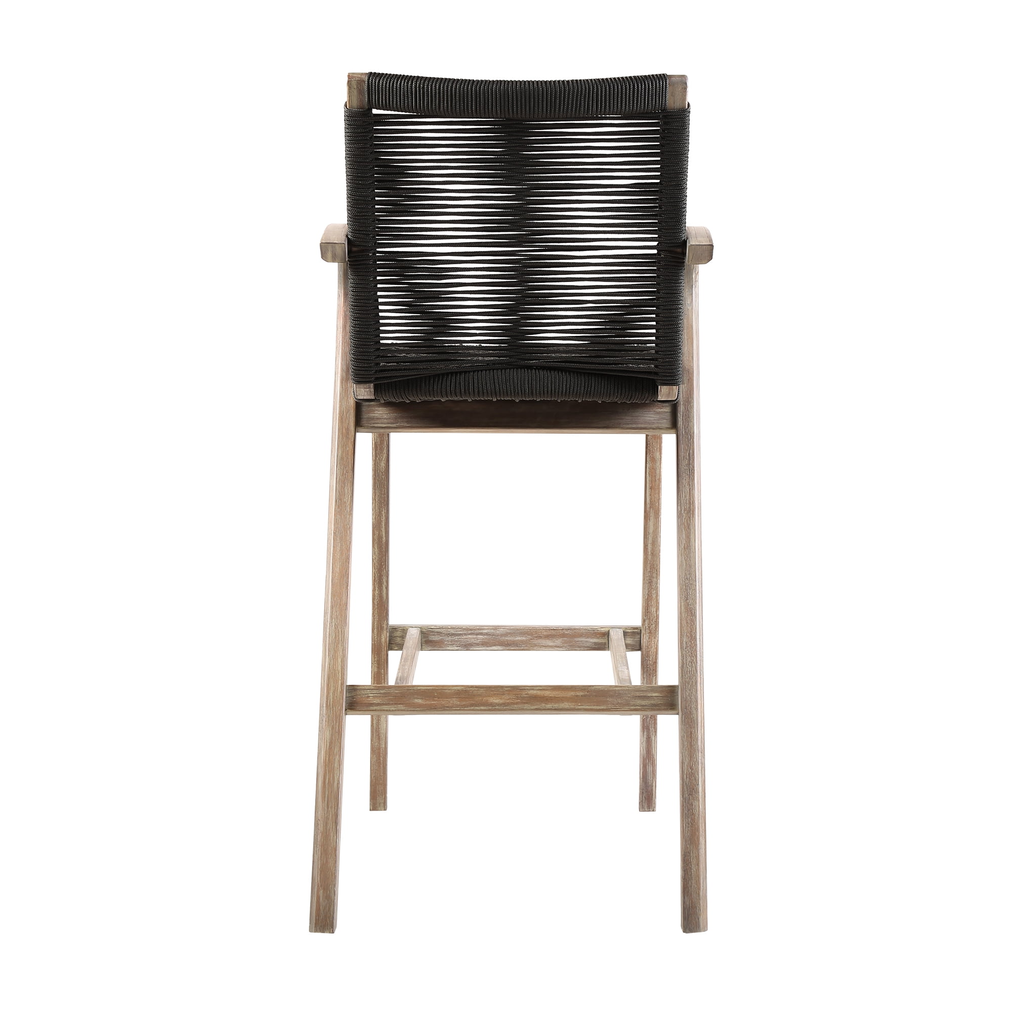 Nabila Outdoor Light Eucalyptus Wood and Charcoal Rope Counter and Bar Height Stool