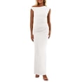 thumbnail image 1 of Vestido largo PRETTYGARDEN para mujer 2025, blanco, talla XL, 1 of 9