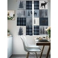 thumbnail image 3 of Bear Moose Sheer Curtains 63 inches Long 2 Panels Set Blue Retro Forest Wild Animal Buffalo Plaid Patchwork Tiers Sheers Rod Pocket Small Window Short Curtains for Kitchen Cafe, Each 52" W x 63" L, 3 of 7