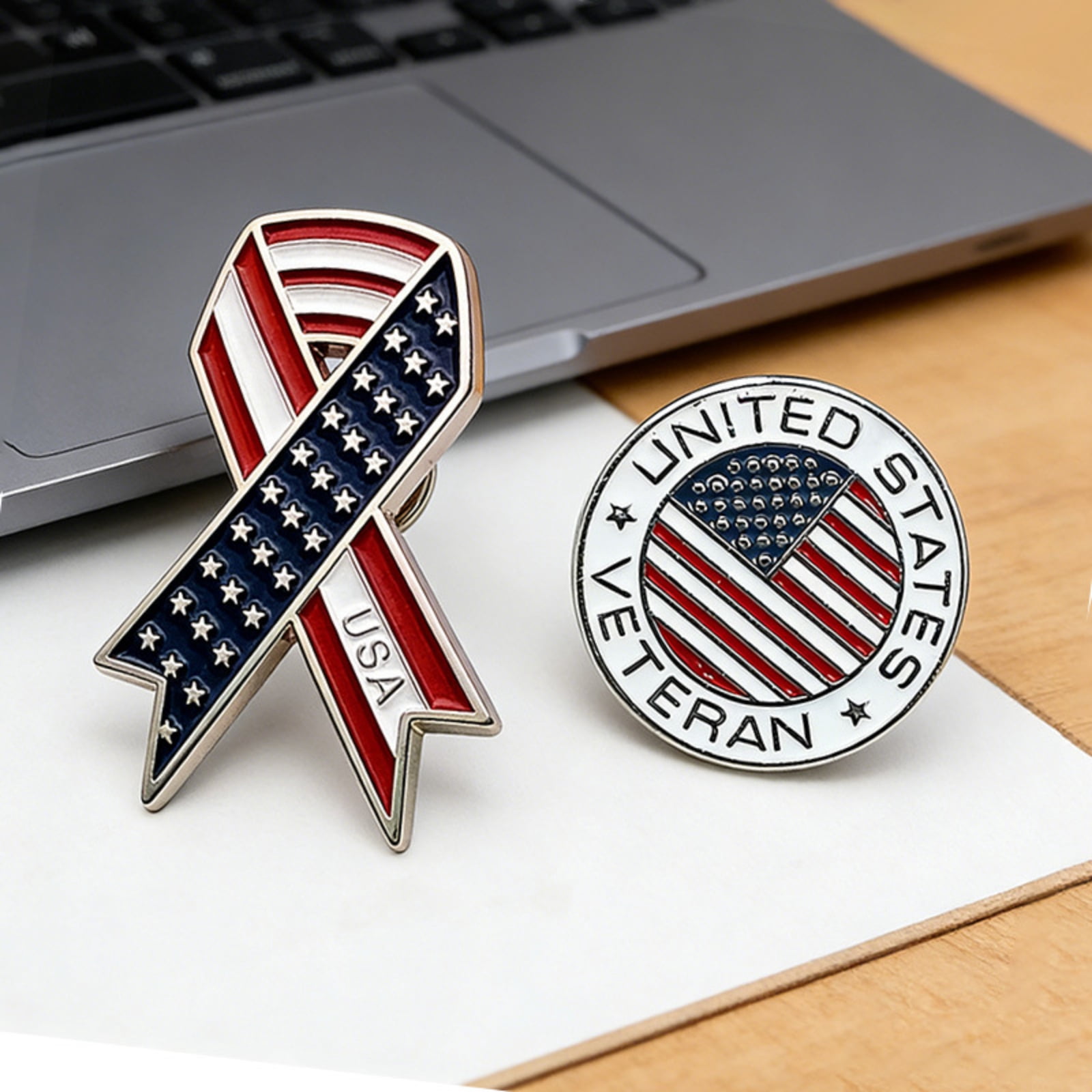 4th of July Patriotic Metal Brooch, Independence Day Red White and Blue Stars and Stripes Pin, Unisex American Theme Commemorative Badge for Adult Holiday Party and Event Decoration