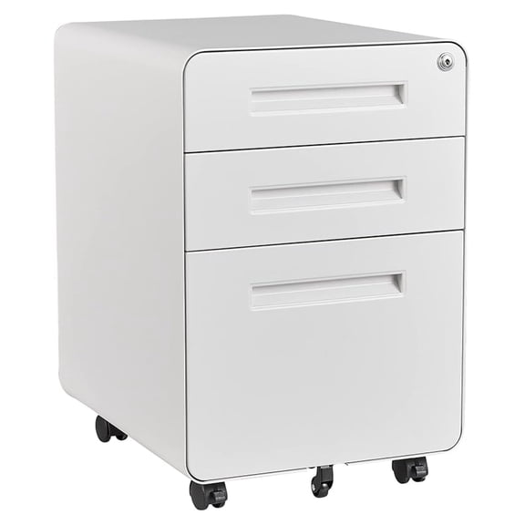WDZS File Cabinet, 3 Drawer Filing Cabinets for Home Office with Lock Mobile Under Desk Fully Assembled Cabinet (White)