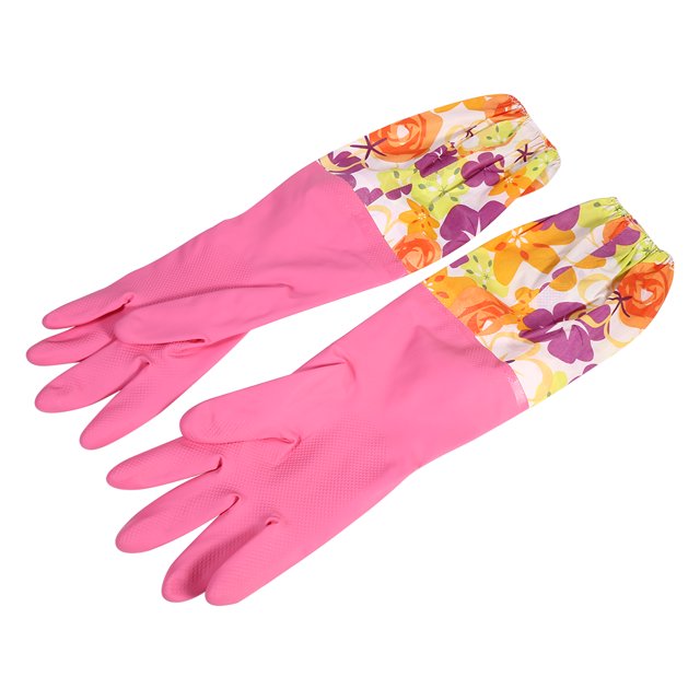 Guantes impermeables para lavar platos con diseño floral de color rojo rosa y caucho de primera calidad para tareas de limpieza pesada y a prueba de polvo