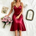 thumbnail image 6 of Bovxnpu Womens Nightgown Sleepshirt Pajama Dress Satin Spaghetti Strap Backless Calf Length Nightgown Sleepwear, 6 of 8