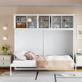 thumbnail image 3 of Newest Queen Size Murphy Bed Wall Bed with Top Cabinets,White, 3 of 6