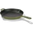 thumbnail image 1 of Chuck Hughes Poêle à Frire Ronde en Fonte 26 cm – Poêle Pré-Assaisonnée avec Poignée d'Assistance, Poêle de Cuisson Robuste pour l'Intérieur et l'Extérieur pour Viandes, Légumes et Plats de Déjeuner (Vert Colvert), 1 of 5