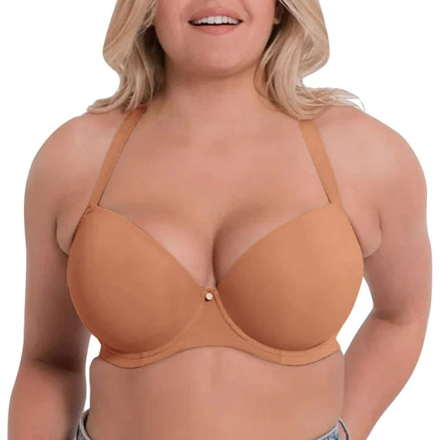 Aayomet Bras for Large Breasts Sexy Large Size Thin Cup Smooth Face Traceless Adjustable Steel Rim Bra (Brown, 40)