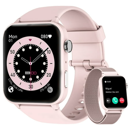 Smart Watch for Women(Call Receive/Dial), Fitness Tracker Waterproof Smartwatch for Android iOS Phones 1.85" HD Full Touch Screen Digital Watches , Pink