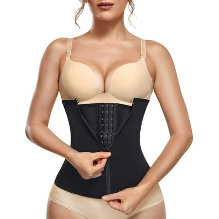 

Eleady Waist Cincher for Women Zipper Waist Trainer Shapewear Mesh Body Shaper Corset Plus Size Trimmer for Tummy Control(Black Medium)