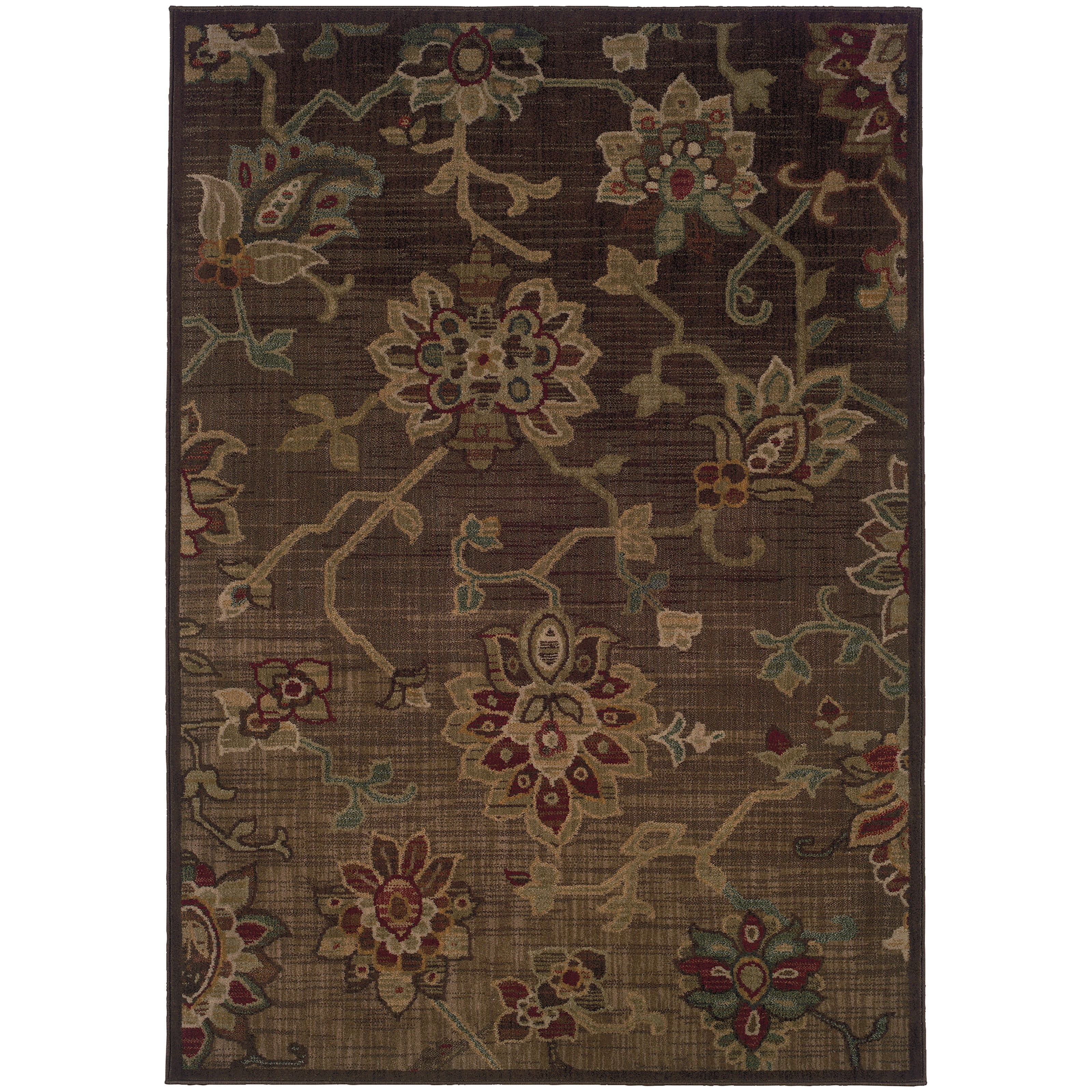 Bedroom Green Style Haven Ellington Borderless Traditional Area Rug Brown/Green 3'10 x 5'5 0.25-0.5 inch 4' x 6' Living Room