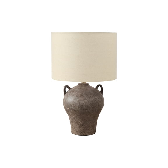 Lighting - 22"h - Table Lamp - Brown Ceramic - Beige Shade - Transitional
