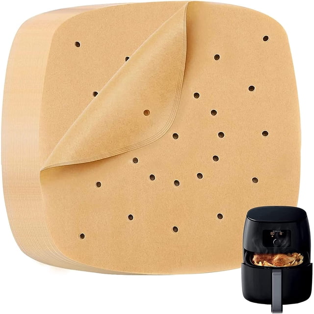 100 bandejas cuadradas para hornear de 8 pulgadas con revestimiento perforado desechable para parrilla, olla arrocera, vaporera y freidora