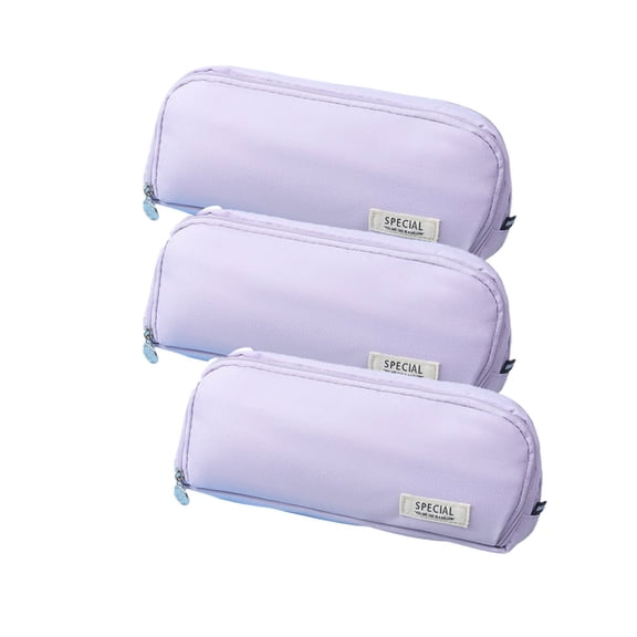 Tunhigl 3-Pack Stylish Multi-Layer Cloth Pencil Case - Durable Pencil Pouch, Fashionable Stationery Storage Bag for Teens & Office Purple