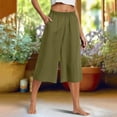 thumbnail image 2 of Htigea Women's Wide Leg Palazzo Lounge Cropped Pants with Pockets Light Weight Comfy Pajama Capri Pants Army Green,M, 2 of 8