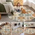thumbnail image 5 of Farmhouse Morocco Round Area Rug 3.3 FT, Non Slip Small Entryway Kitchen Mat, Boho Abstract Shabby Texture Art Washable Soft Circular Rug Non-Shedding Door Mat for Bathroom Playroom Kids Room, 5 of 9