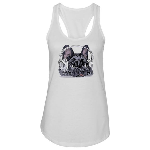 A Pug With Headphones Tank Women -Image by Shutterstock, Female Small