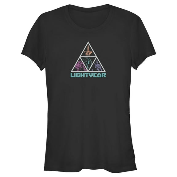 Junior's Lightyear Triangle Logo  Graphic Tee Black Medium
