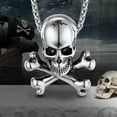 thumbnail image 5 of ChainsHouse Silver Skull Pendant Necklaces for Men Stainless Steel Skeleton Gothic Punk Necklace Jewelry Gift, 5 of 8