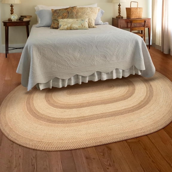Homespice Cookie Dough 5x8 Oval Braided Rug - Jute Braided Area Rug for Living Room in Rich Brown, Perfect for Country Home Decor Bedroom Jute Braided Rug