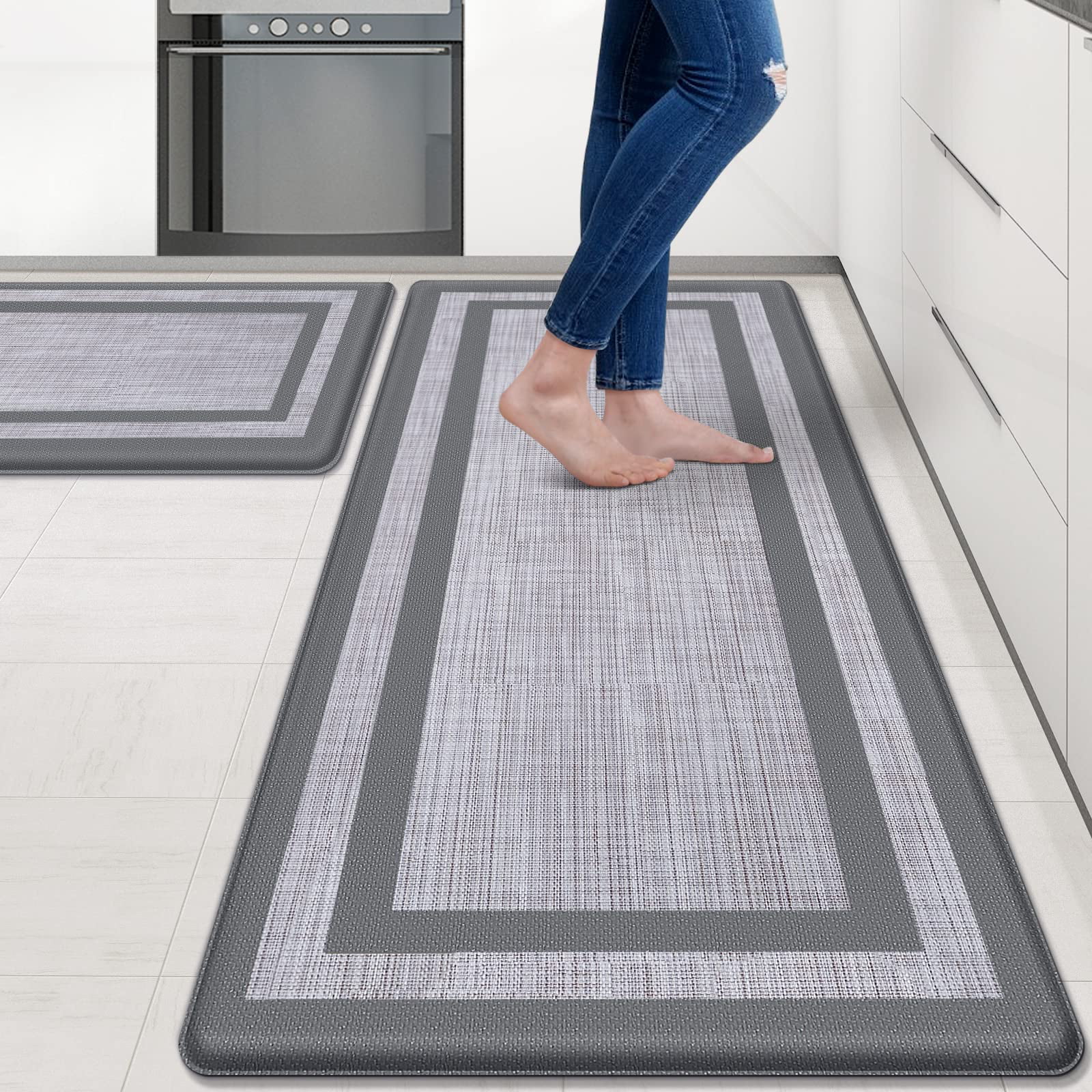  Collive Anti Fatigue Kitchen Mats 2PCS,Non Skid Cushioned Kitchen  Rugs and Mats Waterproof Kitchen Mats for Floor Comfort Foam Standing Mat  for Home,Kitchen,Office,Desk,Laundry Room : Electronics