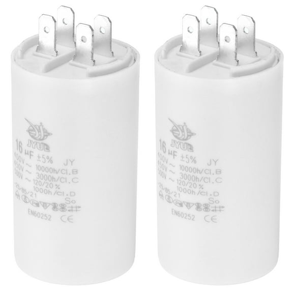 Uxcell CBB60 16uf Run Capacitor,2Pcs AC450V 4Pin Double Insert for Motor Star 72x40mm