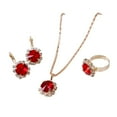 thumbnail image 4 of Women Circle Rhinestone Necklace Earrings Ring Pendants Jewelry Set-Lake Blue, 4 of 5
