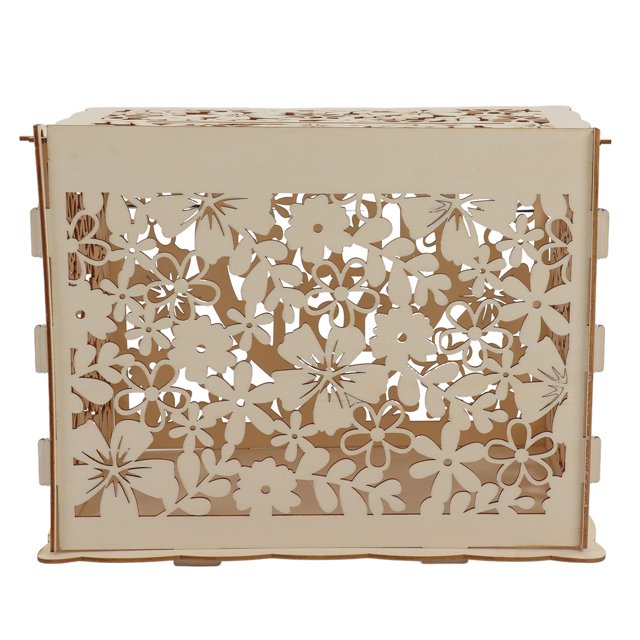 Hollow Wedding Box, Good Decoration Hard Boxwood DIY Wooden Box Multifunctional With Lock And Keys For Party For Donation JM01192 Large