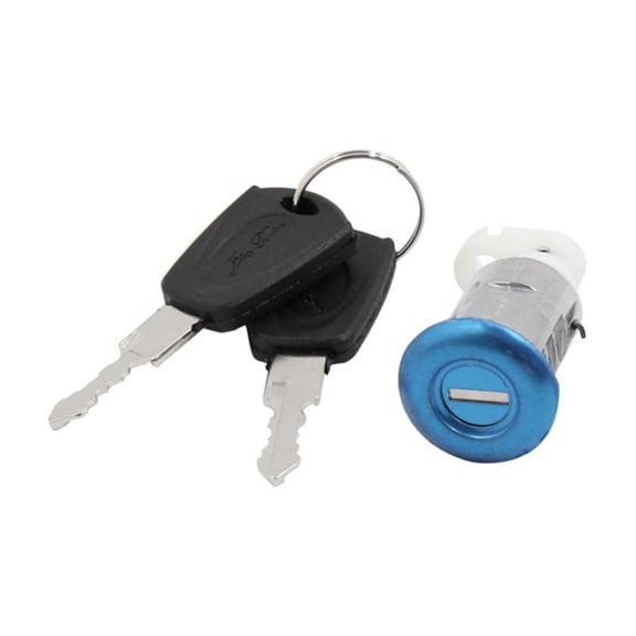 Unique Bargains Cylinder Security Sitting Lock w 2 Keys Set for Motorcycle Scooter Black Silver Tone