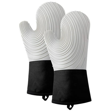

Winter Savings Clearance! SuoKom 1 Pair Silicone Oven Mitts Extra Long Flexible Oven Gloves with Quilted Liner