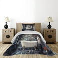 thumbnail image 3 of Ambesonne Retro Quilted Coverlet 2 Pcs, Flower Bouquet in Vase, Twin Size, White Brown Grey, 3 of 5