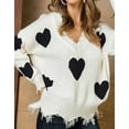 Womens Sweaters Valentine's Day Hearts Print Pullover Sweater Casual