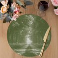 thumbnail image 3 of Sage Green Trees Round 15 Inch Placemats Set of 8, Forest Art Decor Spring Summer Nature Leaf HeatResistant Non Slip Place Mats for Dining Table, Wipeable Braided Kitchen Table Mats for Housewarming, 3 of 9
