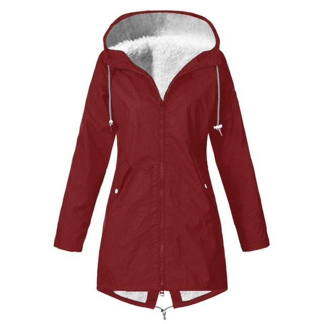 fheaev Manteaux de Pluie pour Femmes Imperméables avec Capuchon Coupe-Vent Léger Extérieur Imperméables pour Femmes à Cordon et Fermeture Éclair pour Pluie Neige Randonnée en Plein Air