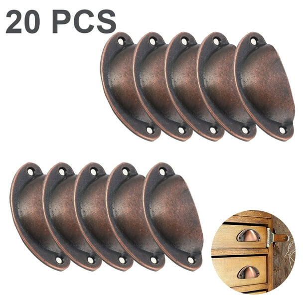 Shell Cup Handles Black Iron Half Moon Vintage Cupboard Door Drawer