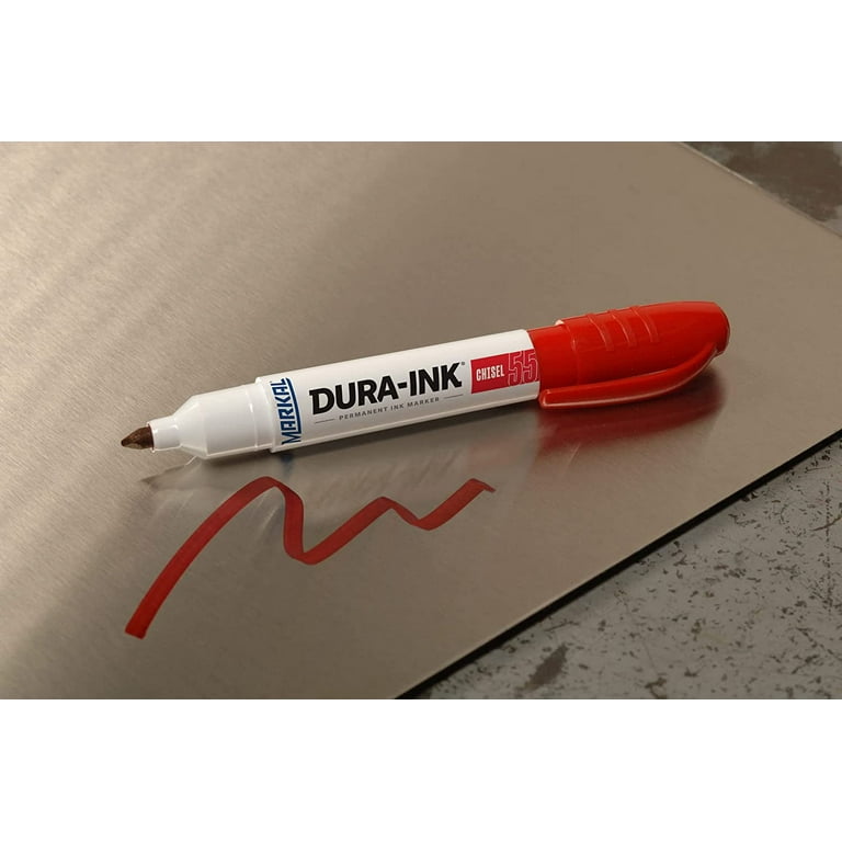 Markal Dura-Ink 55 Permanent Markers - Medium Chisel Tip, Black, 12-Pack For Industrial Use