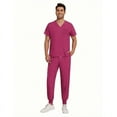thumbnail image 7 of New Multicolor Two Pcs Set Men's Scrub Suit Nurse Uniform V Neck Short Sleeve Scrub Top Jogging Pants Work Clothes Doctor, 7 of 7