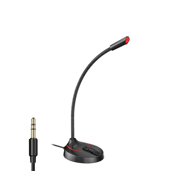 Portable Microphone Stand with Round Base for Desktop Broadcast Online Conference Black 3.5