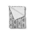thumbnail image 2 of Ethnic Soft Flannel Fleece Throw Blanket, Grunge Pattern with Effects Folk Culture Print, Cozy Plush for Indoor and Outdoor Use, 50" x 60", Black and White, by Ambesonne, 2 of 6