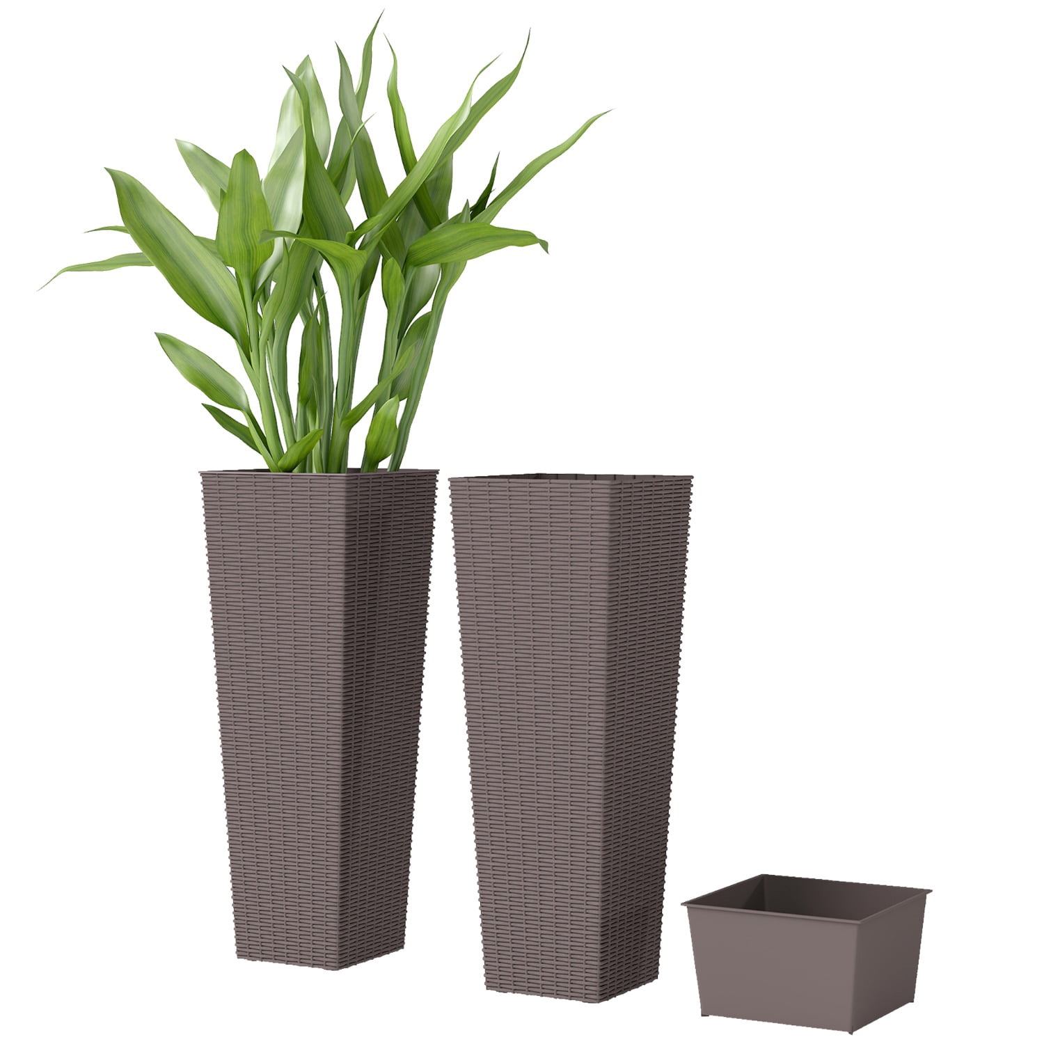 Set of 2 Plastic Flower Pots