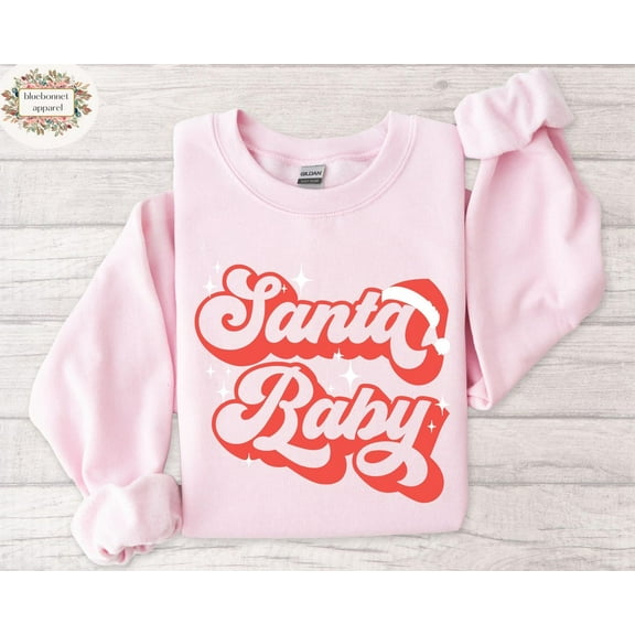 Santa Baby Sweatshirt, Pink Retro Crewneck, Cute Girls Sweater, Santa Sweatshirt, Her All Size S-5Xl