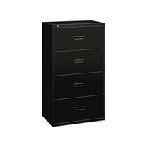 Basyx 4 Drawers Lateral Lockable Filing Cabinet, Black