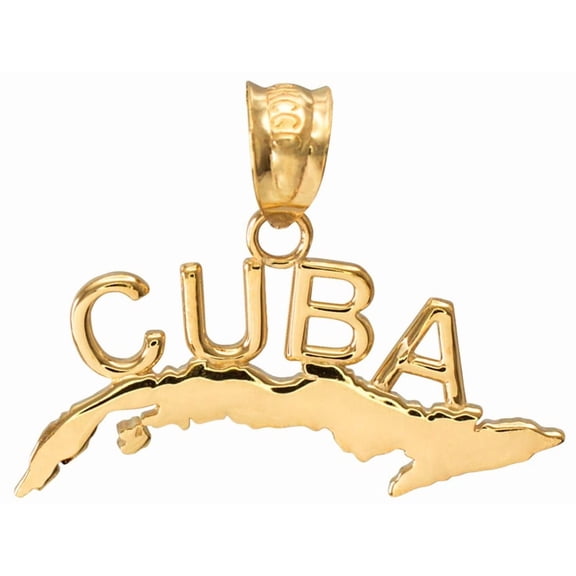 Gold CUBA Pendant Necklace (10K Yellow Gold, Pendant Only)
